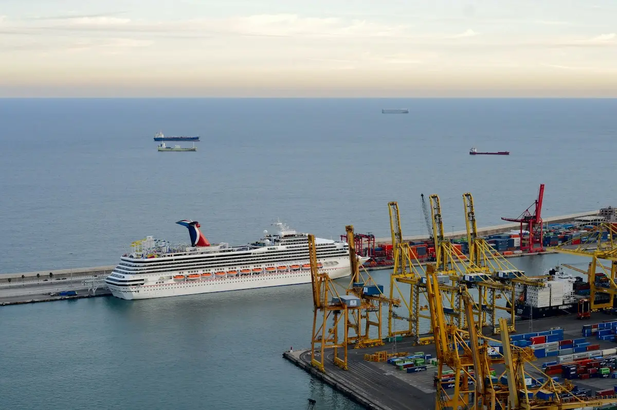 Cruise ship docked at the Port of Barcelona