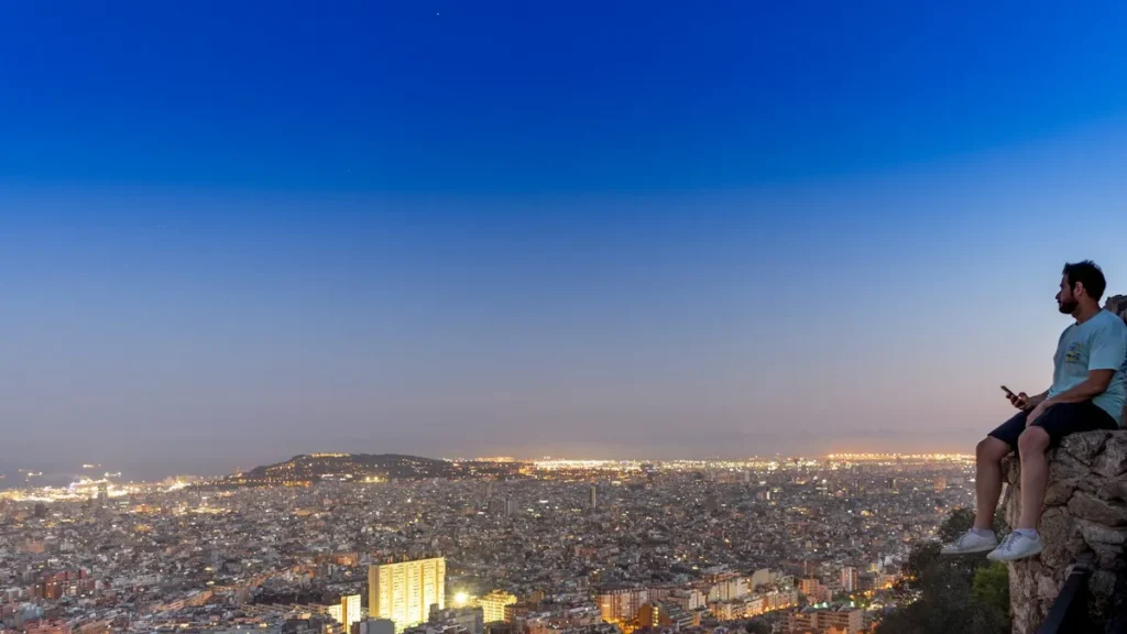 View over the city at dusk from the Bunkers del Carmel, a perfect end to Barcelona in one day